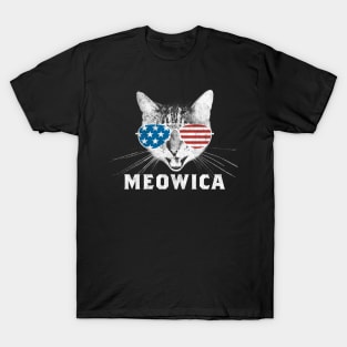 Meowica USA American Flag Cat T-Shirt